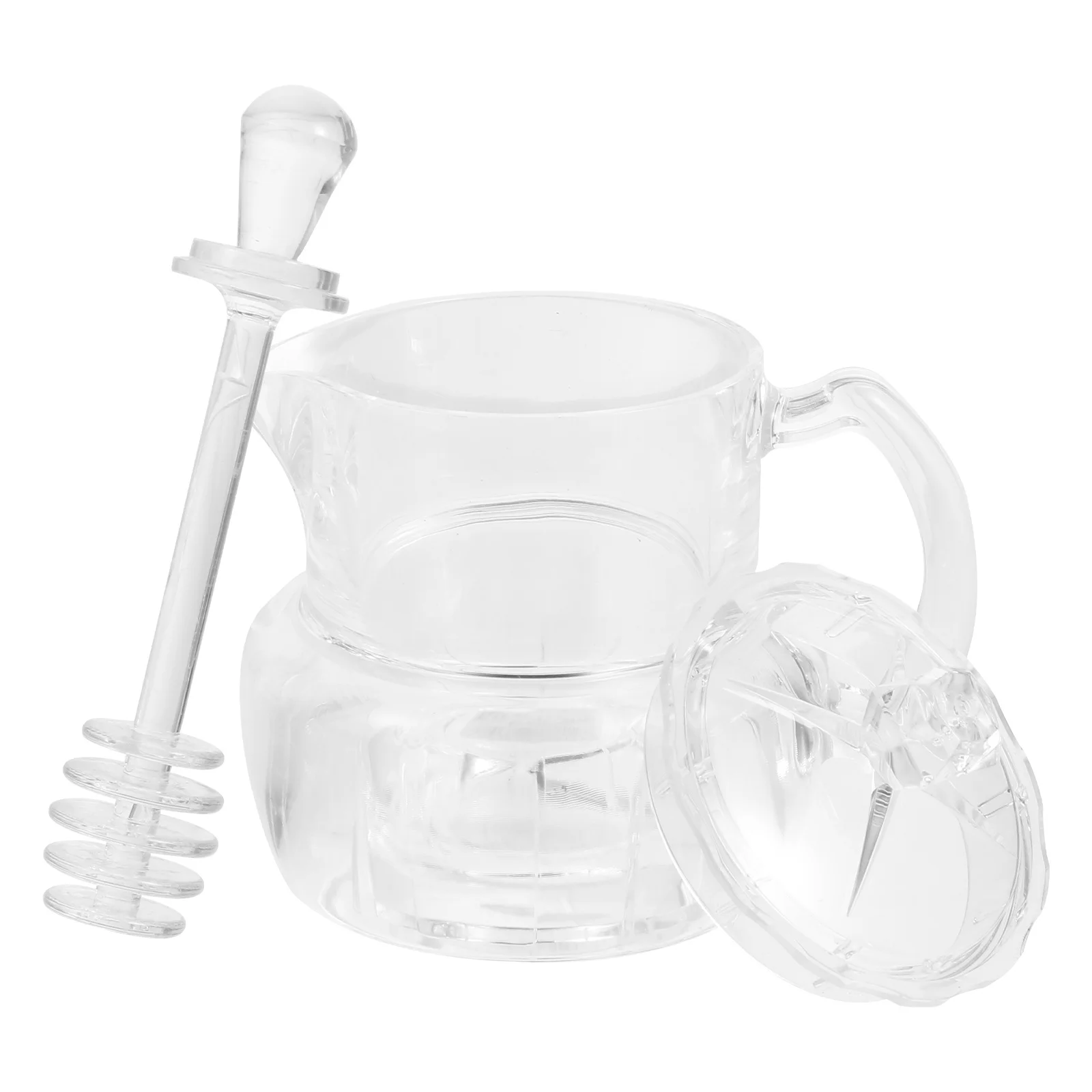 

1 set 1 Set Pot Honey Jar With Dipper Transparent Syrup Dispenser With Dipper Kitchen Gadget Storage Jar Honey Container