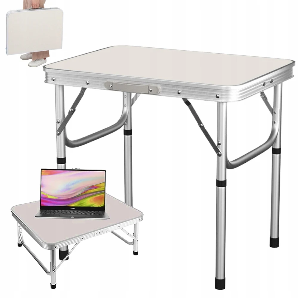 Table de camping pliable réglable en hauteur 60 cm, table portable d'extérieur 26-55 cm, table de pique-nique pliable pour camping, barbecue, jardin, voyage