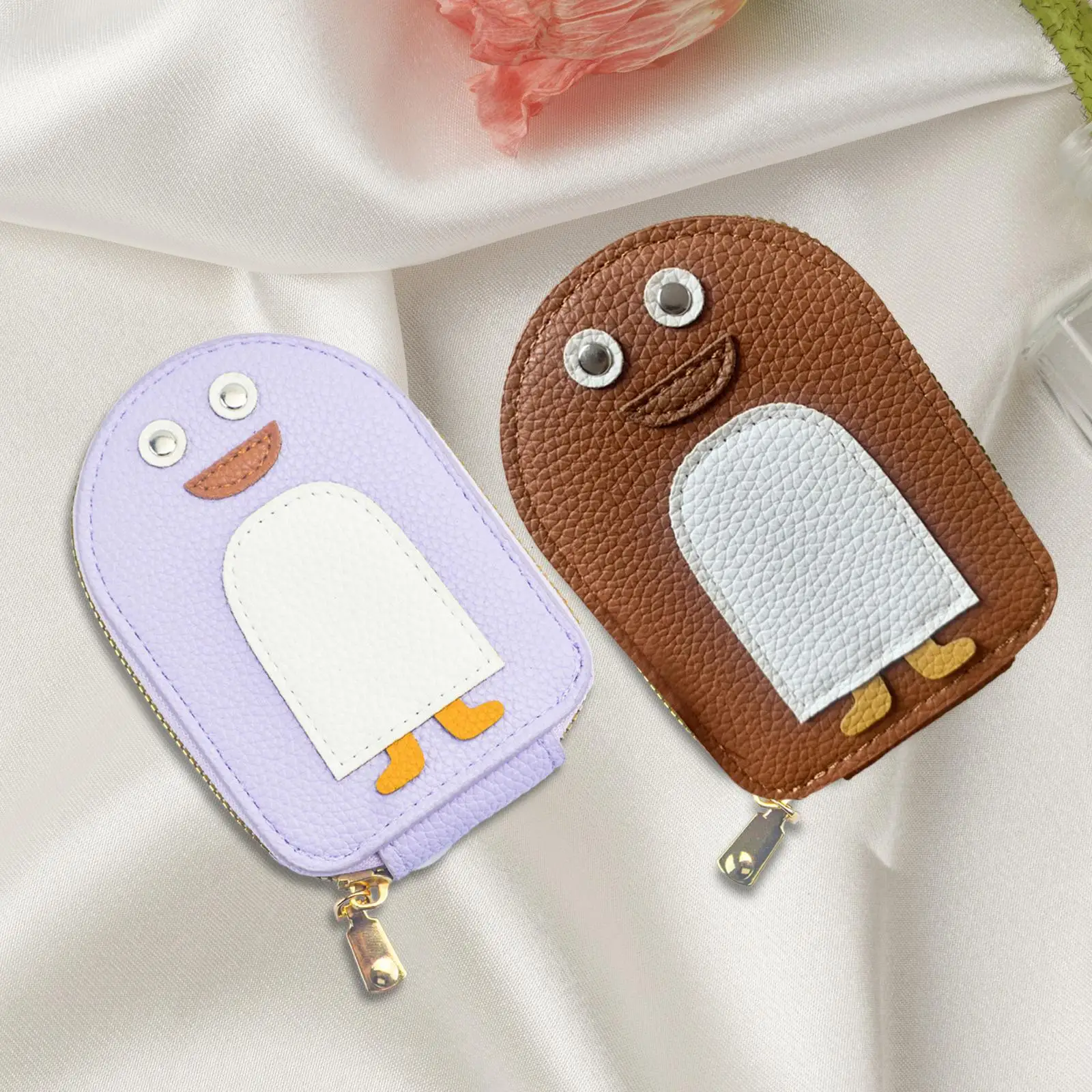 Credit Card Holder Wallet Multi Slots Cute Penguin Card Case Card Pocket Change Pouch for Women Men Travel Bag Street Commuting