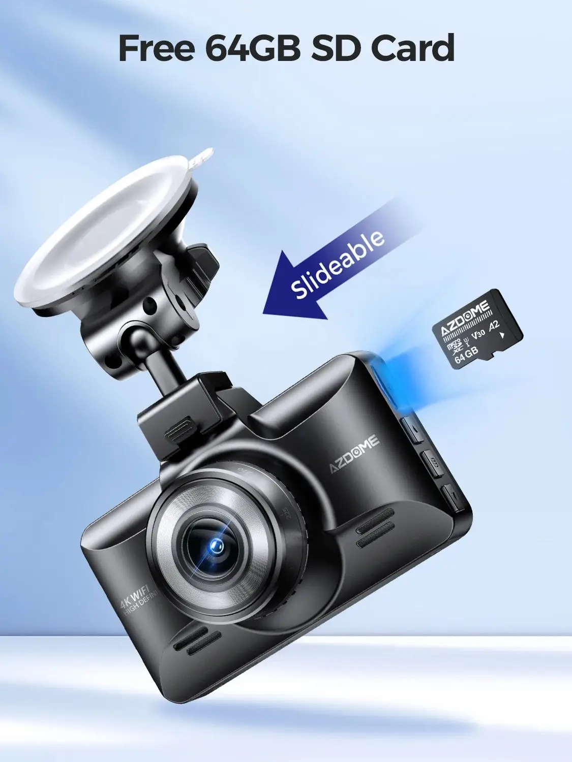 【DE Lager】AZDOME 4K Dashcam M01 Pro 3-Zoll-Bildschirm Front- und Rückkamera für Auto mit integriertem ADAS G-Sensor Auto-DVR 24H Parkmodus