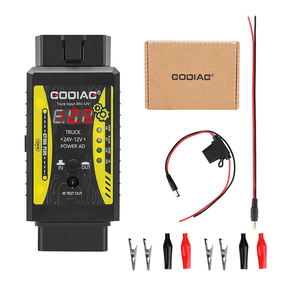GT106 PLUS 24V to 12V Heavy Duty Truck Converter Adapter for X431 Add Relay Testing for Car & Truck Diagnostics Support ThinkCar