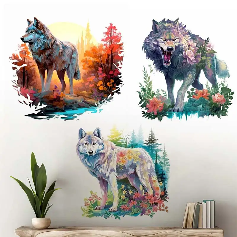 Watercolor Wolf Wall Sticker Boy Room Background Home Decoration Mural Living Room Creative Animals Sticker M839