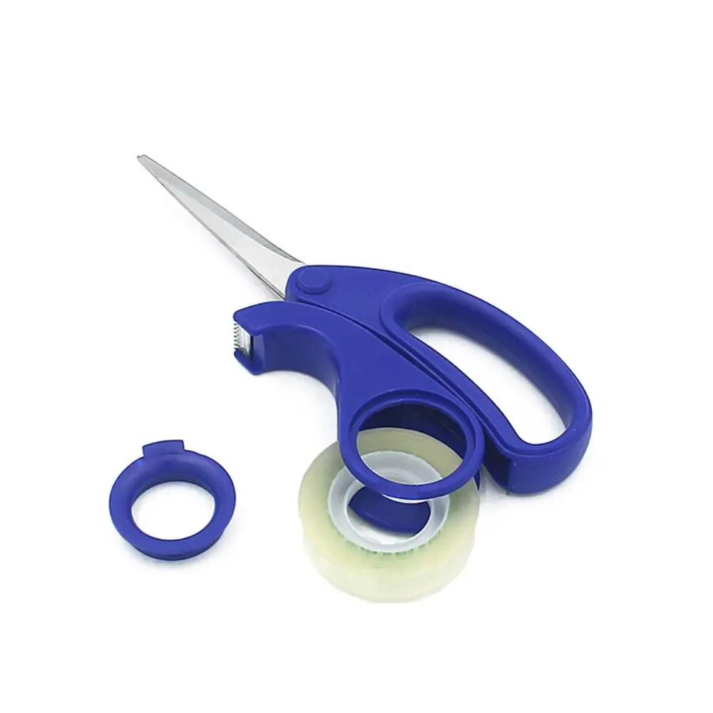 Stainless Steel 2-in-1 Scissors with Transparent Tape Safety Design Utility Scissors Comfortable Grip Multifunctional