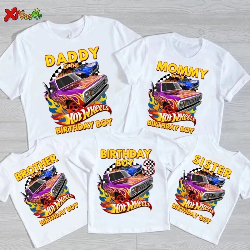 Hotwheels Birthday Tshirt Kids Boys Shirts for Family Matching Clothes Party Girls T Shirt Gift Clothing Custom Name Outfit Tees