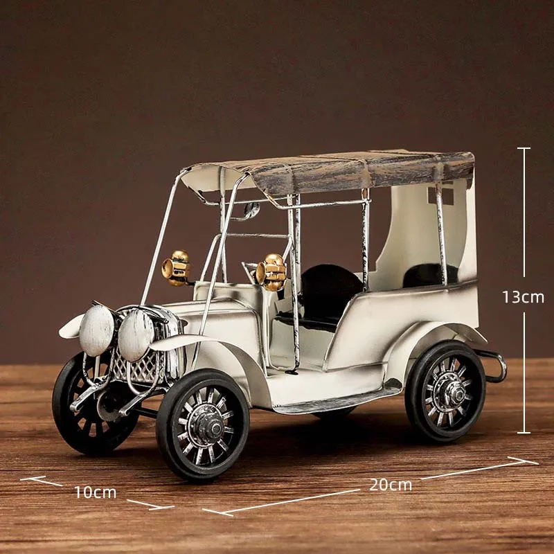 Modelo de coche antiguo de estaño nostálgico Retro, arte creativo, accesorios de decoración del hogar, adornos de escritorio, juguetes para niños, regalos
