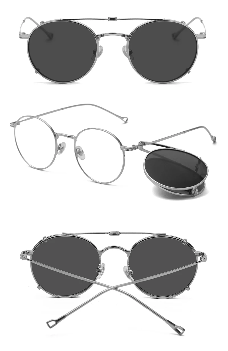Kachawoo Polarisierte Sonnenbrille mit rundem Rahmen für Herren und Damen, Metall-Sonnenbrille, Retro-Klappbrille, Gold, Braun, Schwarz, Geburtstagsgeschenke – Detail 4