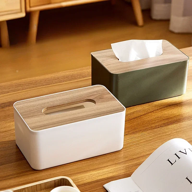 

2024 New Wooden Tissue Holder Household Paper Towel Storage Box Removable Tissue Boxes for Home Office