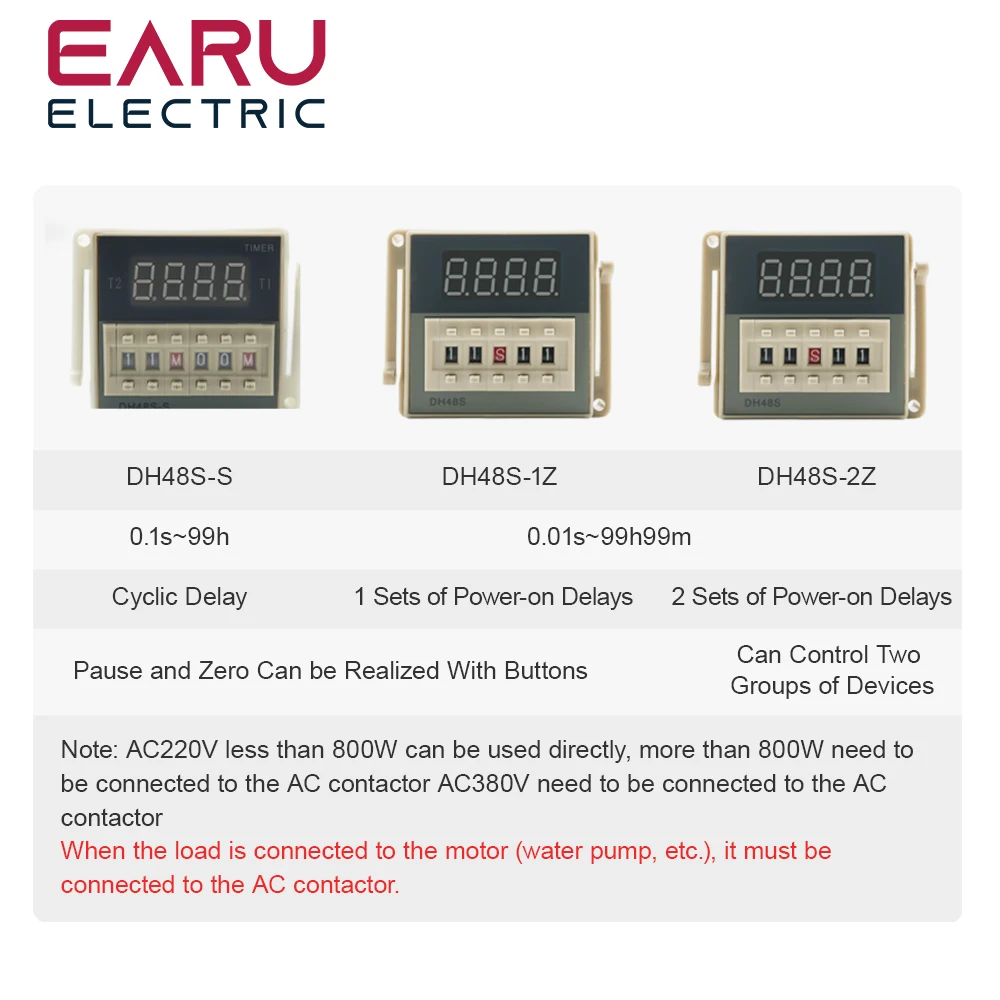 DH48S-1Z DH48S-2Z DH48S-S Digital LED Programmable Timer Time Relay Switch 0.01S-99H99M DIN RAIL AC110V  with Socket Base