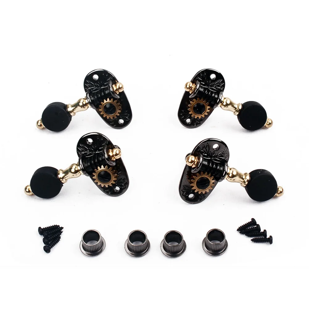 

4Pcs Ukulele Tuning Pegs Sealed Machine Heads Metal 2 Left 2 Right Amber Buttons Ferrules Screws Acoustic Ukulele Machine Heads