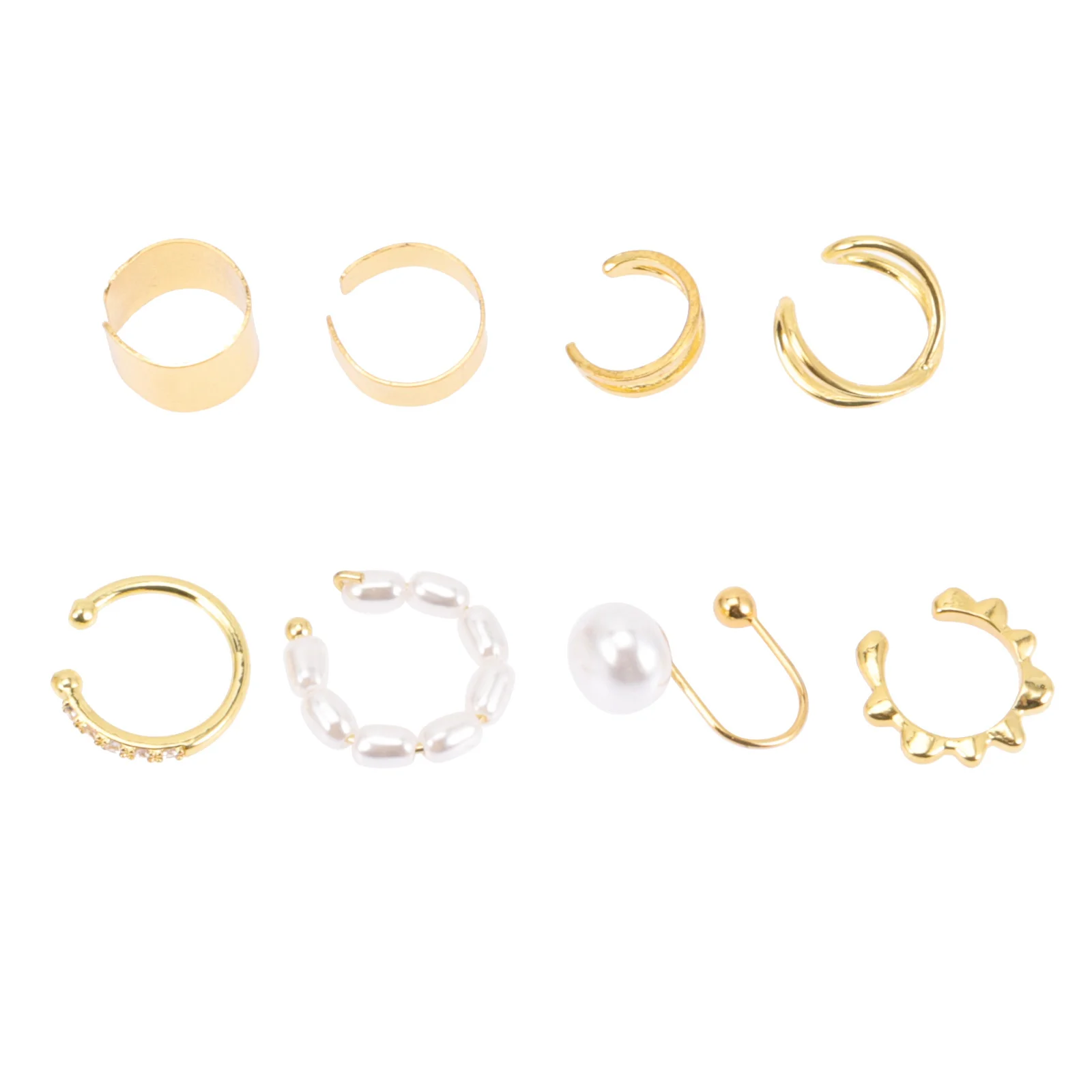 8 قطعة الأذن الكفة الأنف الدائري مجموعة الحد الأدنى غير ثقب مجوهرات للجسم للنساء حفل زفاف ارتداء اليومي الأنف خواتم للنساء