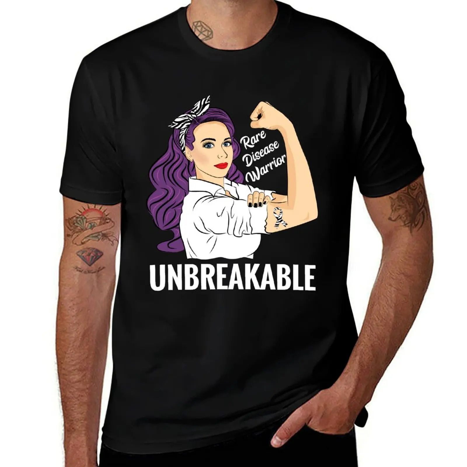 Rare Disease Awareness Shirt Warrior Unbreakable T Shirt T-Shirt Tough Fabric Work Tee T-Shirt