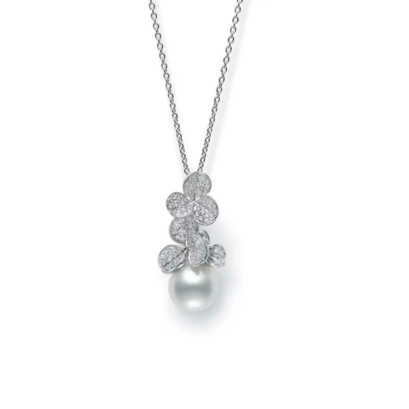 

Luxury Artificial Gray Pearl Flower Pendant 925 Sterling Silver Necklace Statement Fine Jewelry for Women's Wedding Party Gifts