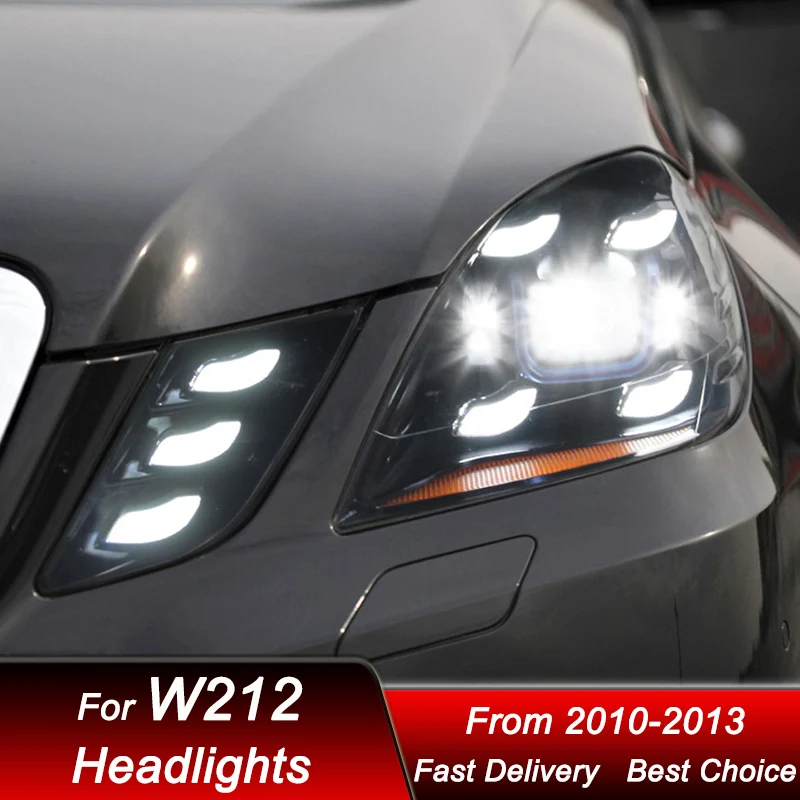 المصابيح الأمامية للسيارة لمرسيدس بنز E Class W212 2010-2013 بورش نمط LED السيارات كشافات الجمعية العارض عدسة الملحقات عدة #6