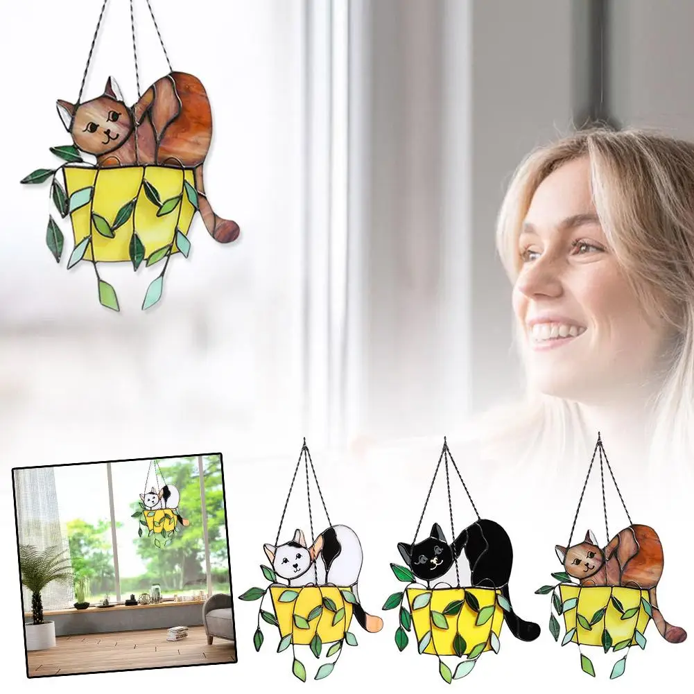 In The Flower Pot Sunshine Capture Cute Warmth Color Decoration Pendant Glass Gift Window Animal Home T9f4