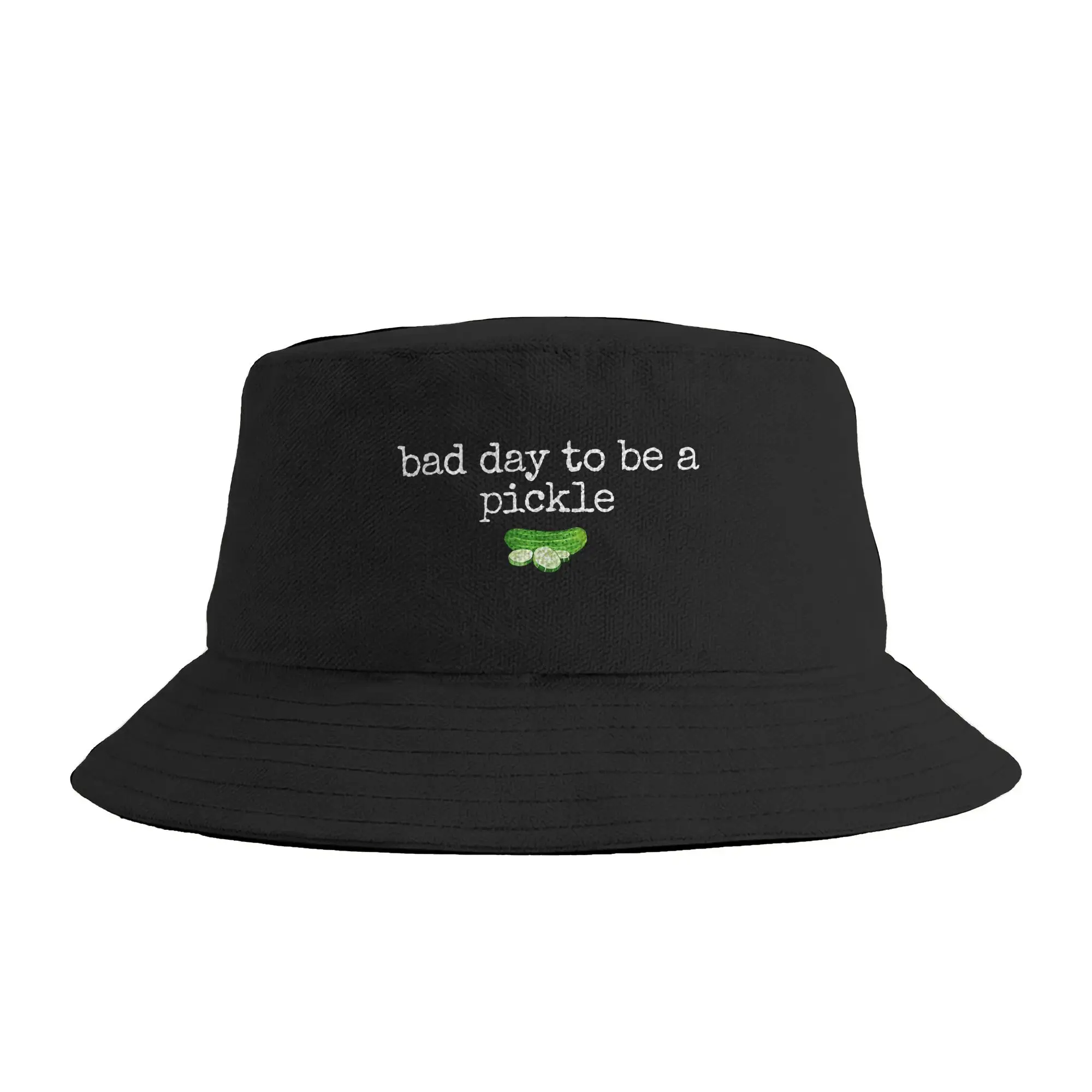 Bad Day to Be A Pickle Funny Bucket Hat Summer  Funny Fisherman Hats For Unisex Soft Fold Fishing Caps Outdoor Custom Sun Hats