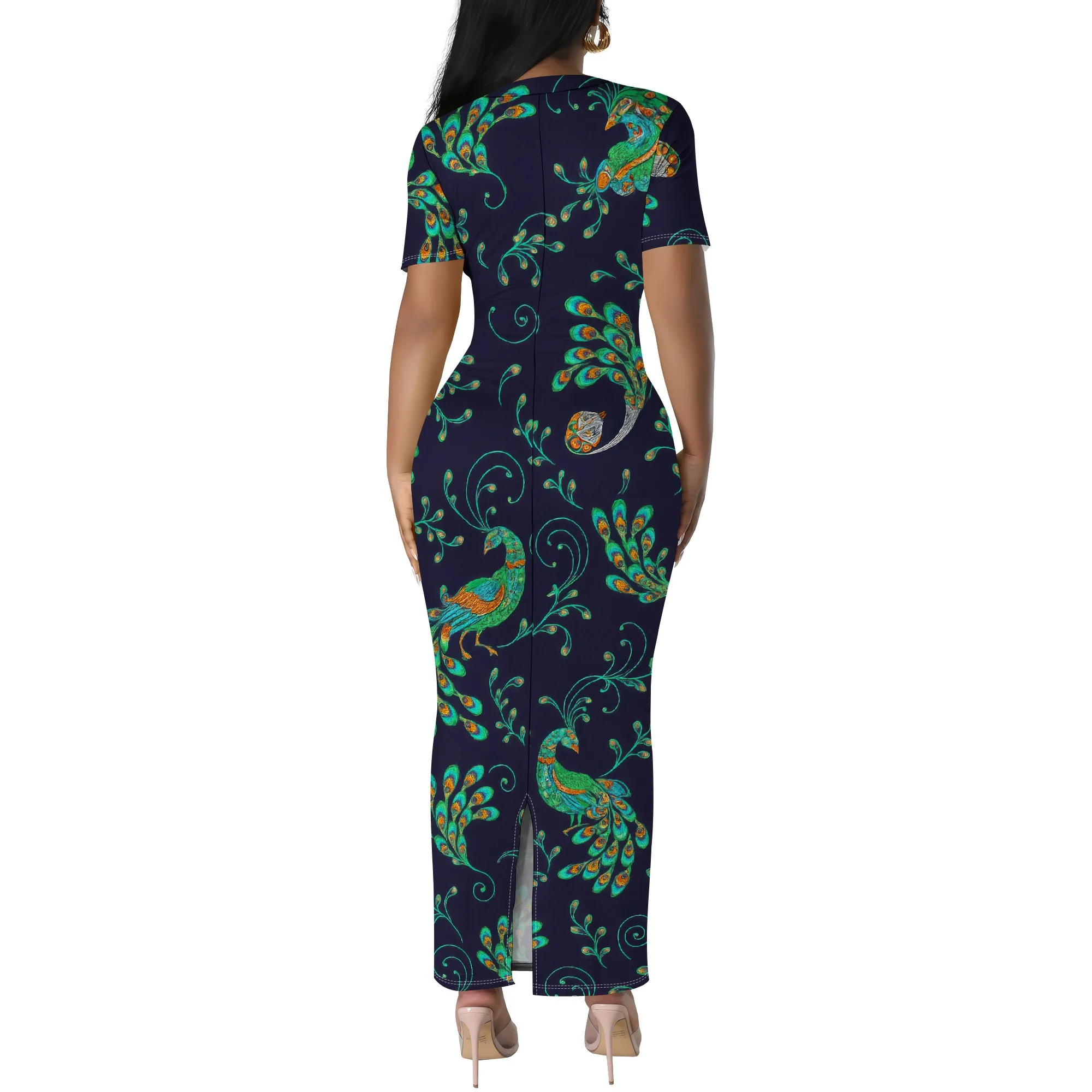 Mini abiti aderenti sexy da donna Abito longuette con stampa floreale da lavoro Maglietta casual Manica corta Vestito estivo Abiti da vacanza al mare
