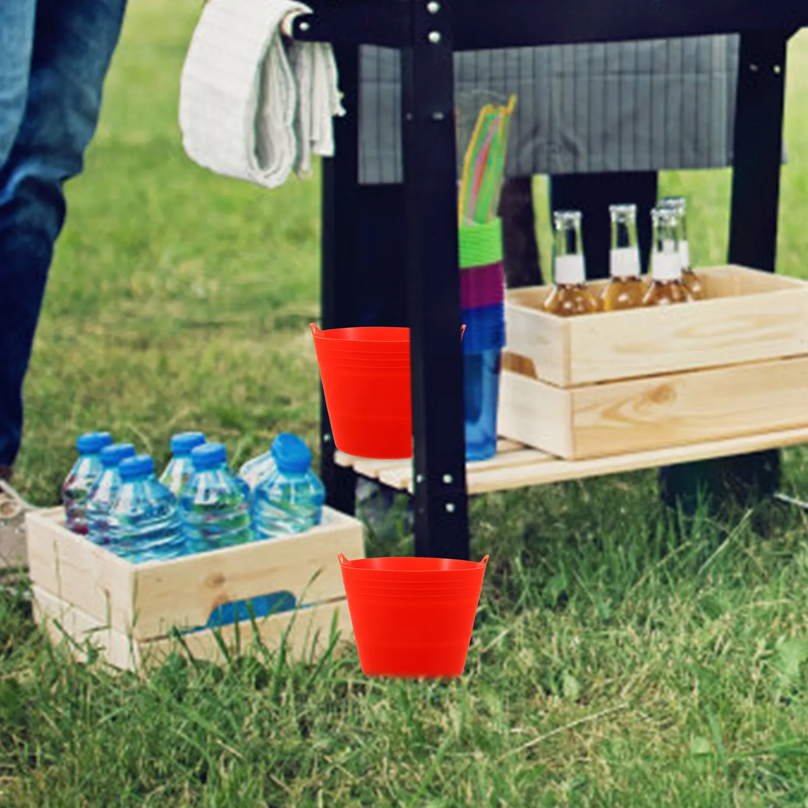 

Silicone Bucket Liner Foldable Reusable Bbq Oil Drip Tray for Grill Grease Collection Heat Resistant Outdoor Cooking Accessory