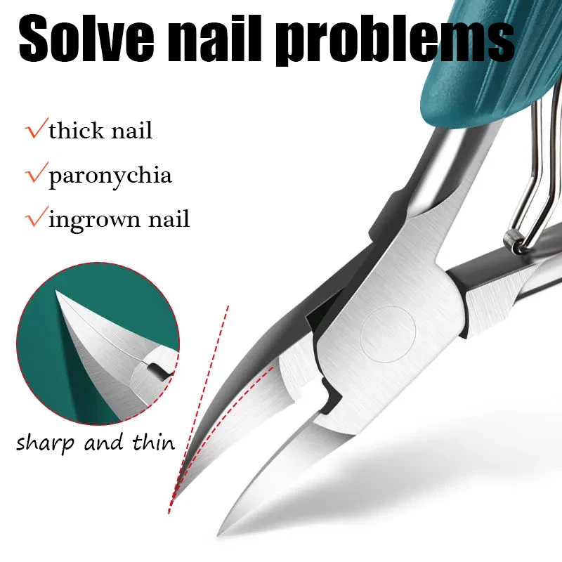 Professional Toe Nail Clippers Cutter ingrown toenail tool Thick Nails Dead Skin Dirt Remover Super Sharp Curved Blade Nail Tool