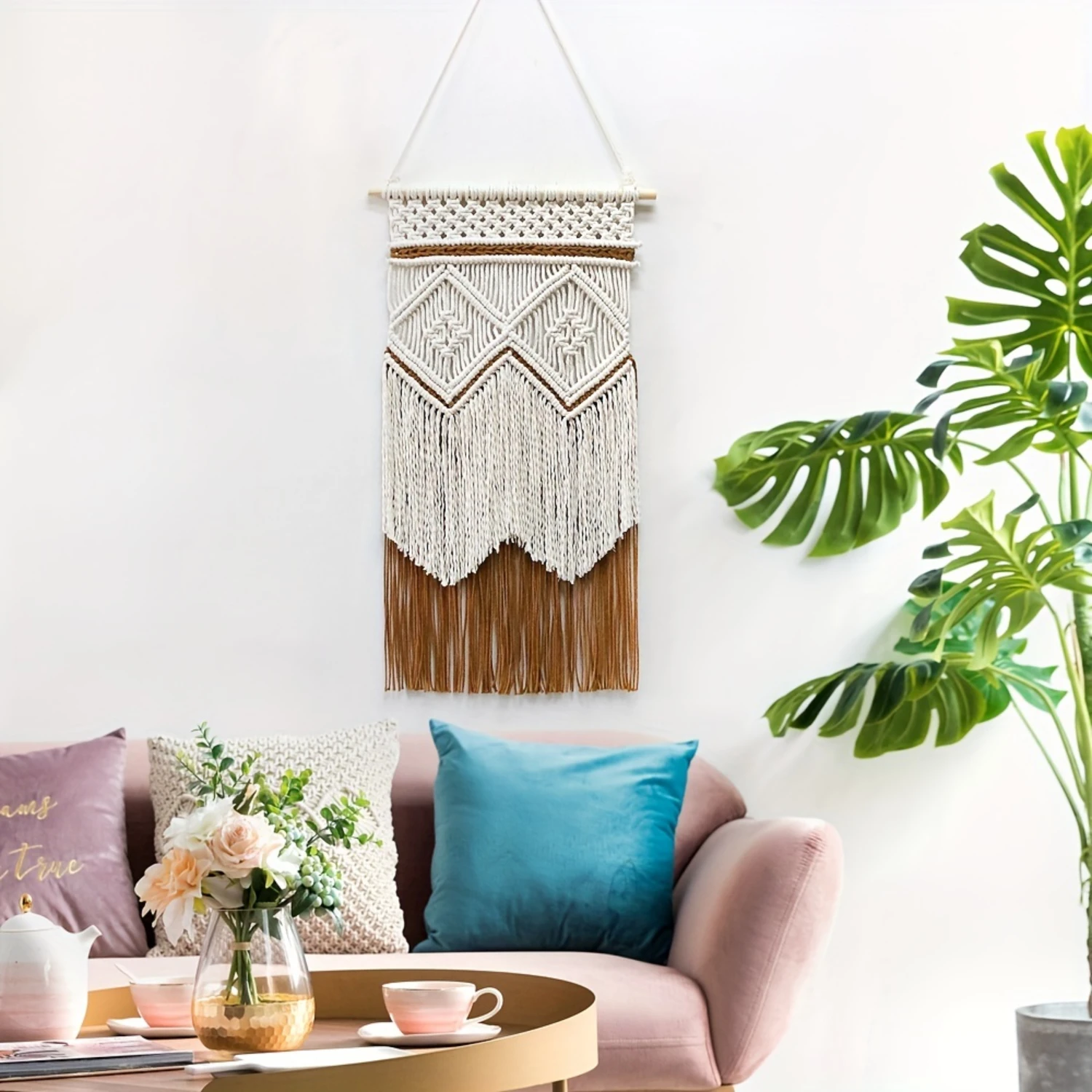 1pc Bohemian Woven Tassel Tapestry, Background Cover Hanging Pendant For Bedroom Office Living Room  Decoration