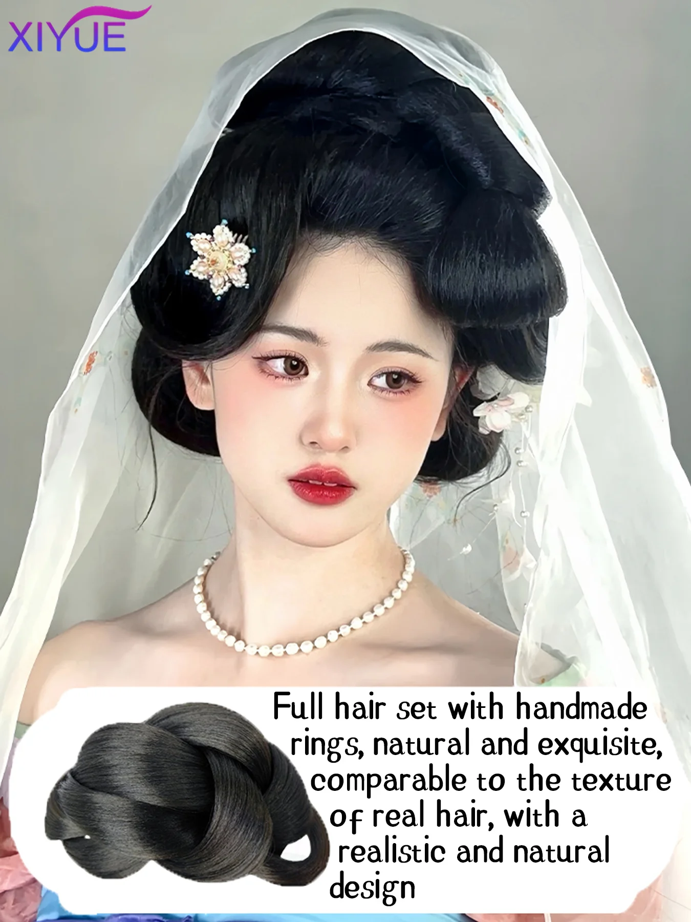 Synthetic Hanfu Wig Female Ancient Style Hair Bag Tang Style Ancient Costume Back Pressed Bun Party Role Play Daily Pad Hair Bag