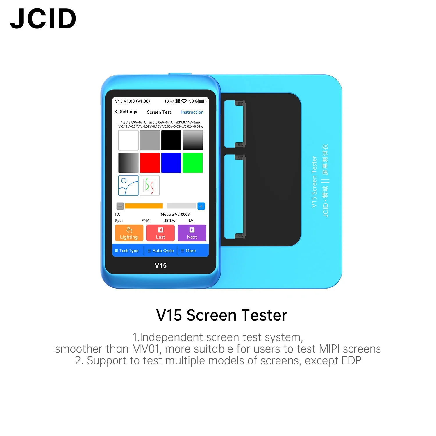 JCID V15/V15PM Mobile Phone Screen Tester For IP X-15plus/ X-15Pro Max Color MONO Image Touch and Refresh Rate Test Programmer