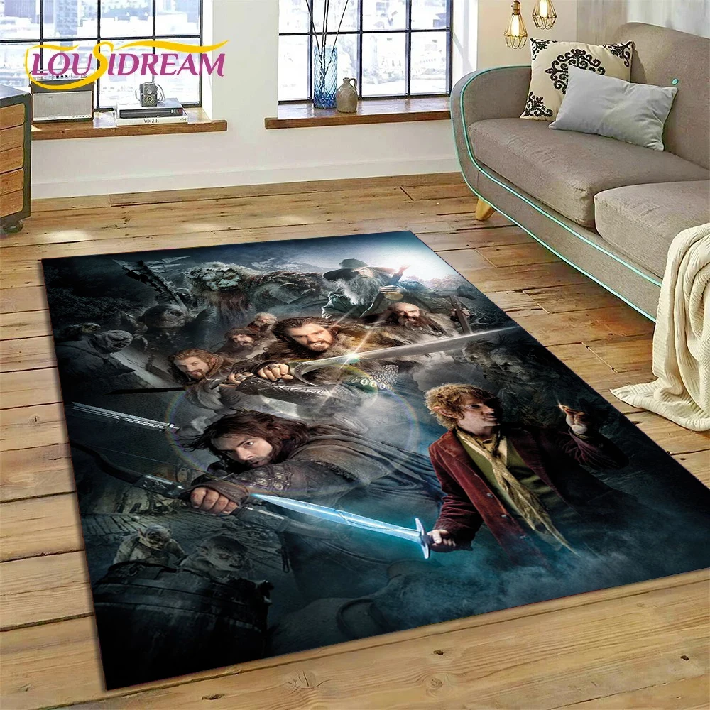 3D L-Lord of The Rings H-Hobbit Movie HD Rug Carpet for Living Room Bedroom Home Decor,Non-slip Decoration for Sofa Doormat Gift