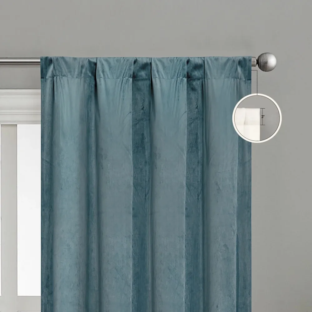 Curtains Verdi Luxury Velvet Room Darkening Rod Pocket Curtain Panel Pair Blackout Curtain for Bedroom Tulle Living Bedrooms the