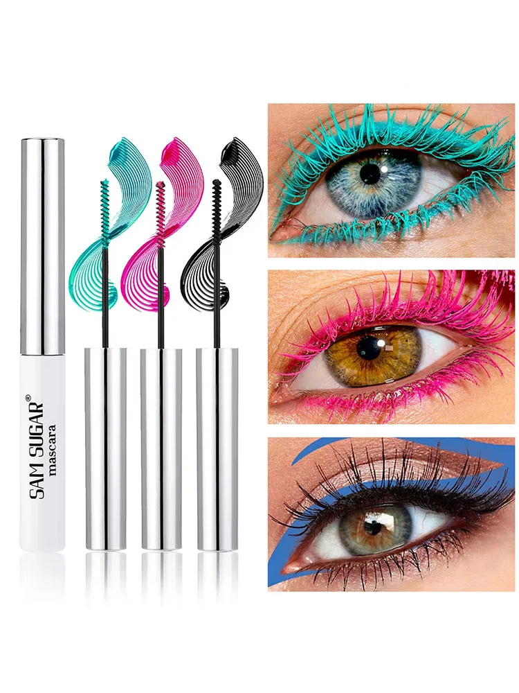 Mascara en Fiber de soie, brosse Ultra-fine colorée, allonge les cils, imperméable, durable, séchage rapide, vert, rose, recourbé, maquillage