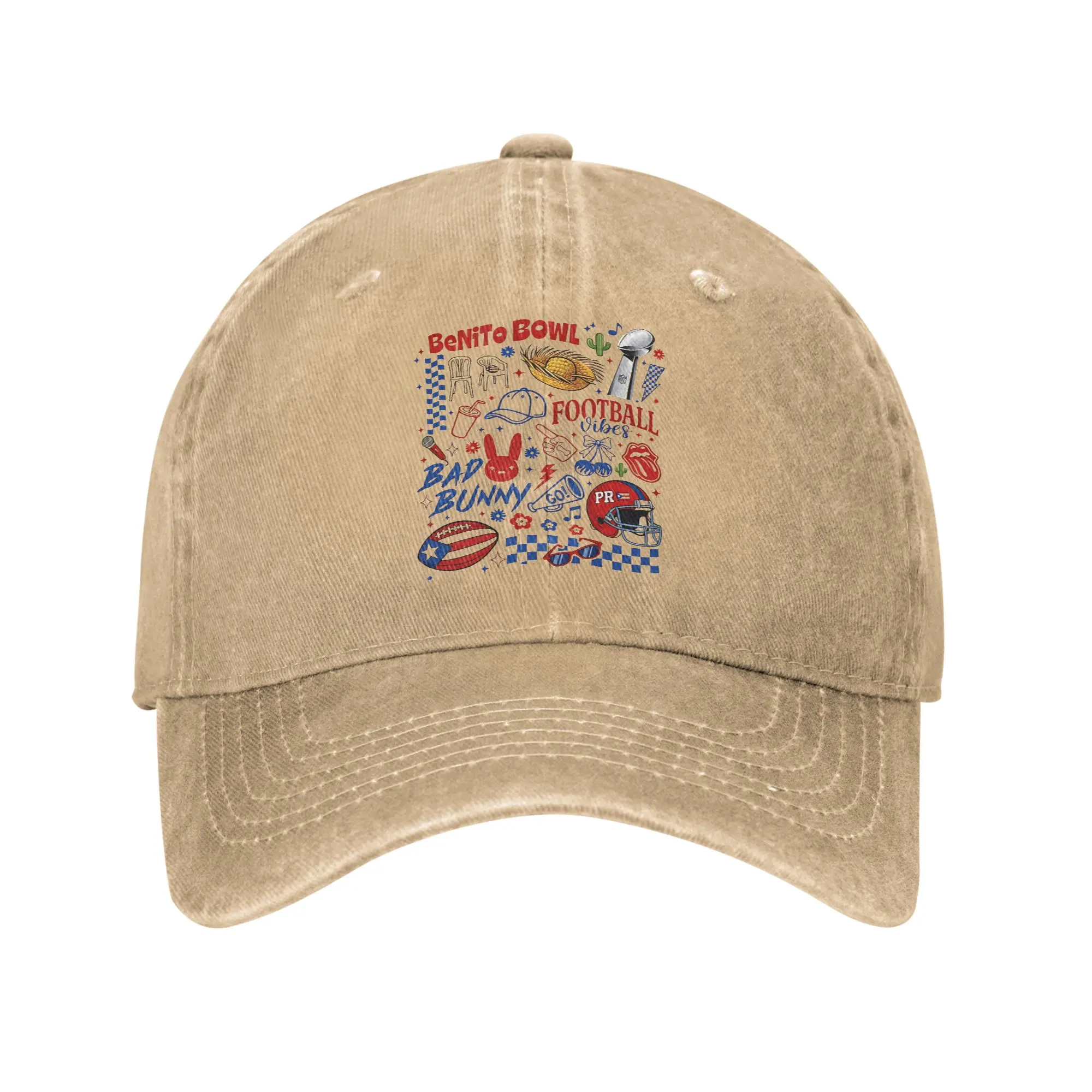 Benito Bowl 2026  Bad Bunny   Baseball Cap Classic Distressed Washed  Snapback Hat Unisex Style Outdoor Activities Gift Hats Cap