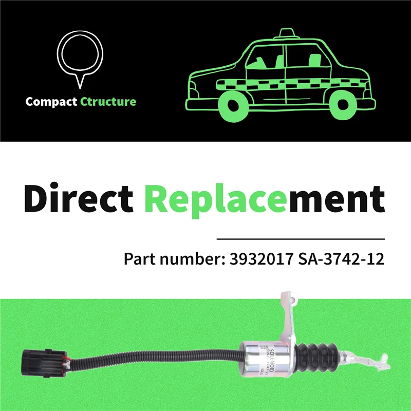 12V Fuel Shut Off Solenoid For Deutz RSV Perkins Synchro Start 1751ES Engine 3932017 SA-3742-12-A67F