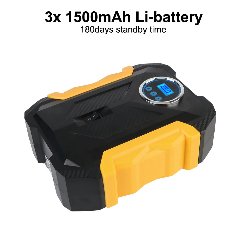 Portable Digital Air Pump LCD Display Tire Inflator With LED Light 150PSI 120W Cigar Lighter Plug 12V Air Compressor