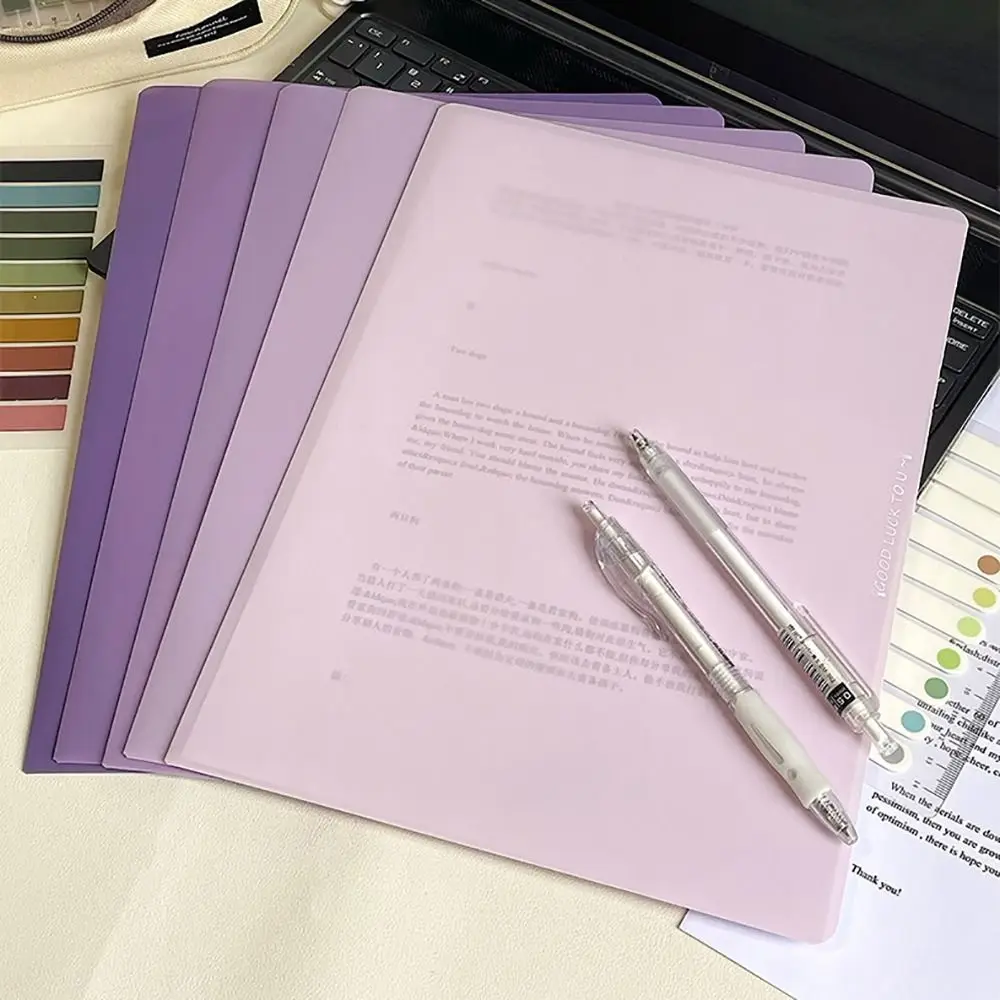 5PCS/Set PP A4 File Folder L-shaped Gradient Color File Organizer Waterproof High-capacity Business Contract Clamp School Office