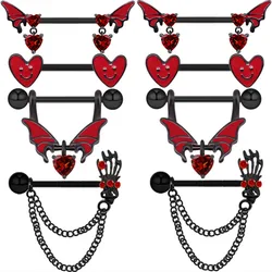 Red Bat Nipple Piercing Set 14G Sexy Spider Nipple Ring Pack For Women Cute Nipple Piercing Jewelry Bulk Body Piercing Pezon Lot
