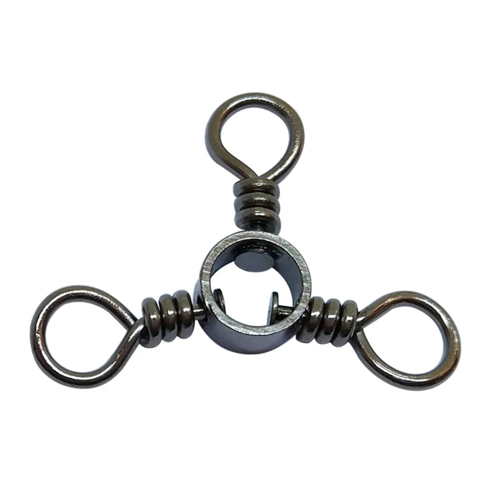 

25PCS/Pack Swivel Hook Fishhooks Black Nickle for Carp Trigeminal Swivels Fishing Swivels Three-way Swivel Fishing Connector