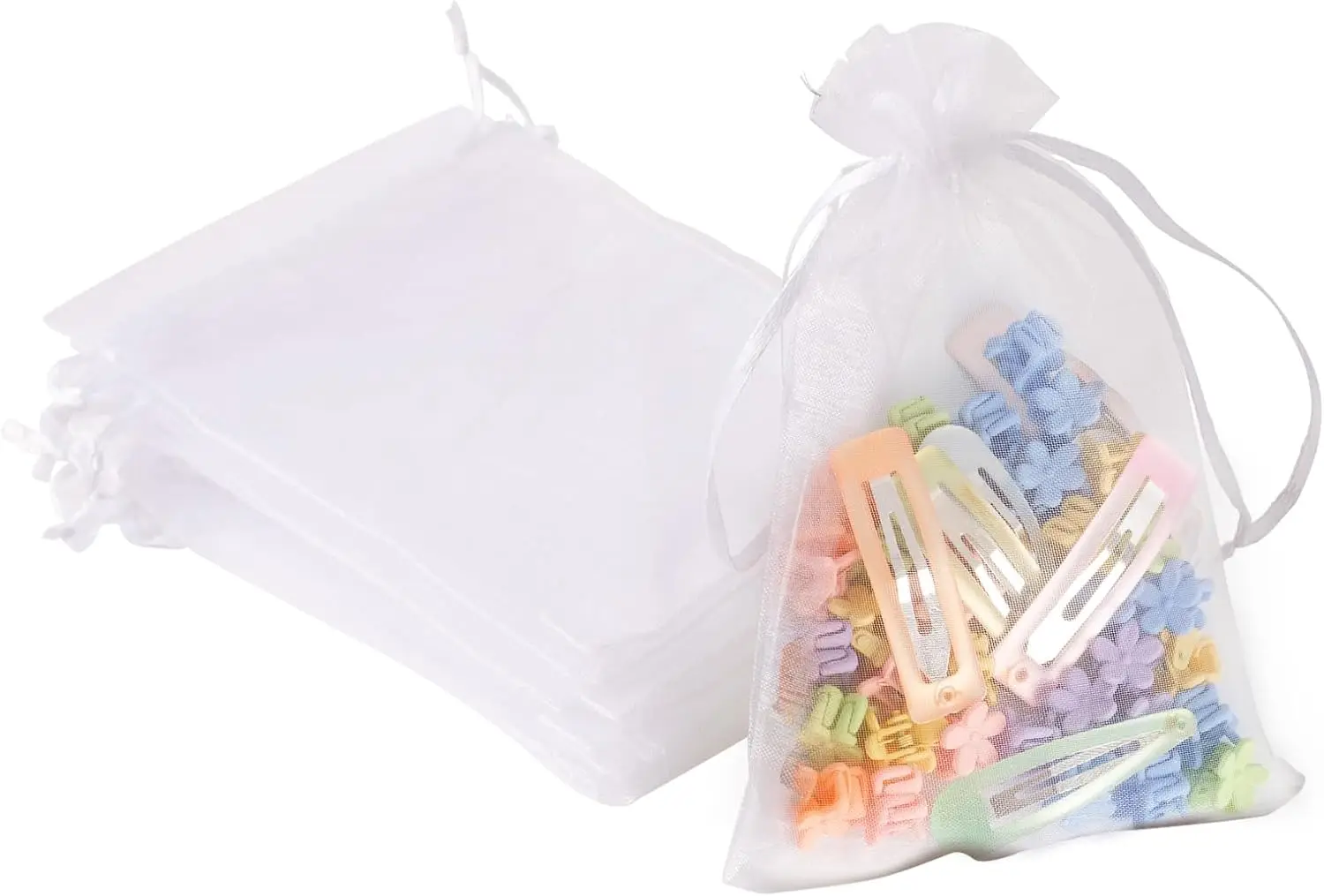 

100 шт. белые мешочки из органзы размером 4x6 дюймов: шнурок, идеально подходят для украшений, подарков, Дня святого Валентина, вечеринок, мыла, макияжа.