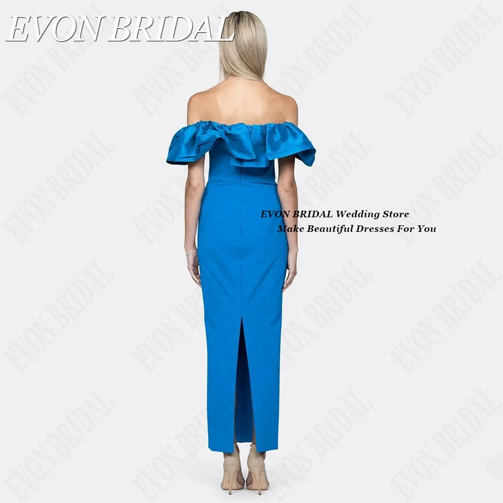 EVON-vestido De noche De satén con hombros descubiertos para Mujer, traje De sirena, Color De contraste, elegante, Formal, para FiestasVestido de noche de satén de sirena evon Bridal chaleco de contraste de pies elegan