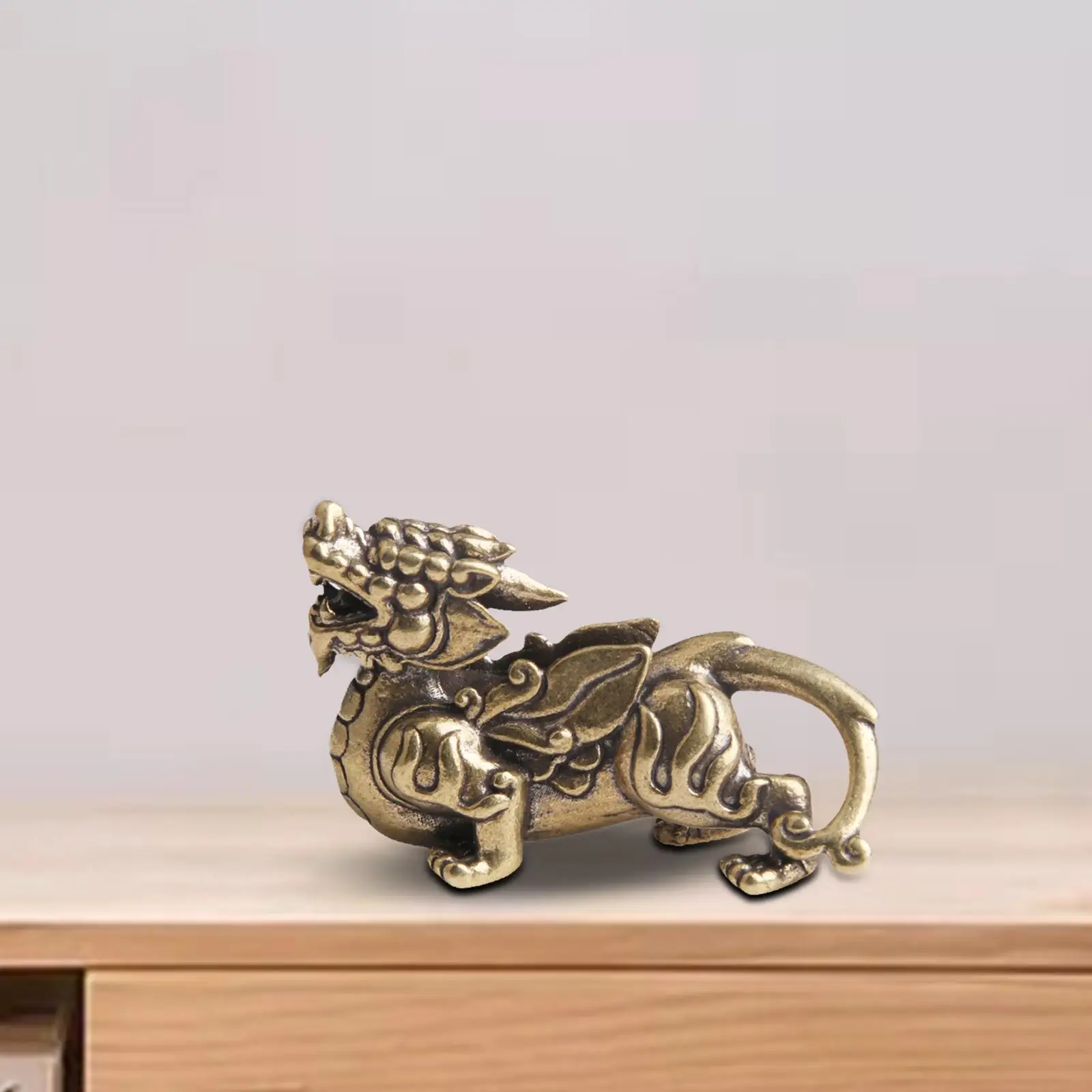 Brass Feng Shui Pi Yao Statue Animal Sculpture Figurine Office Decorations