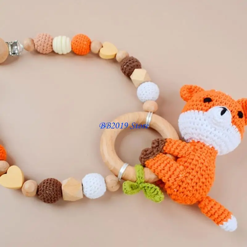 Q0KB Cartoon zwierząt ręcznie robiona zabawka dla niemowląt uspokoić grzechotka ręcznie robiona na szydełku zabawka