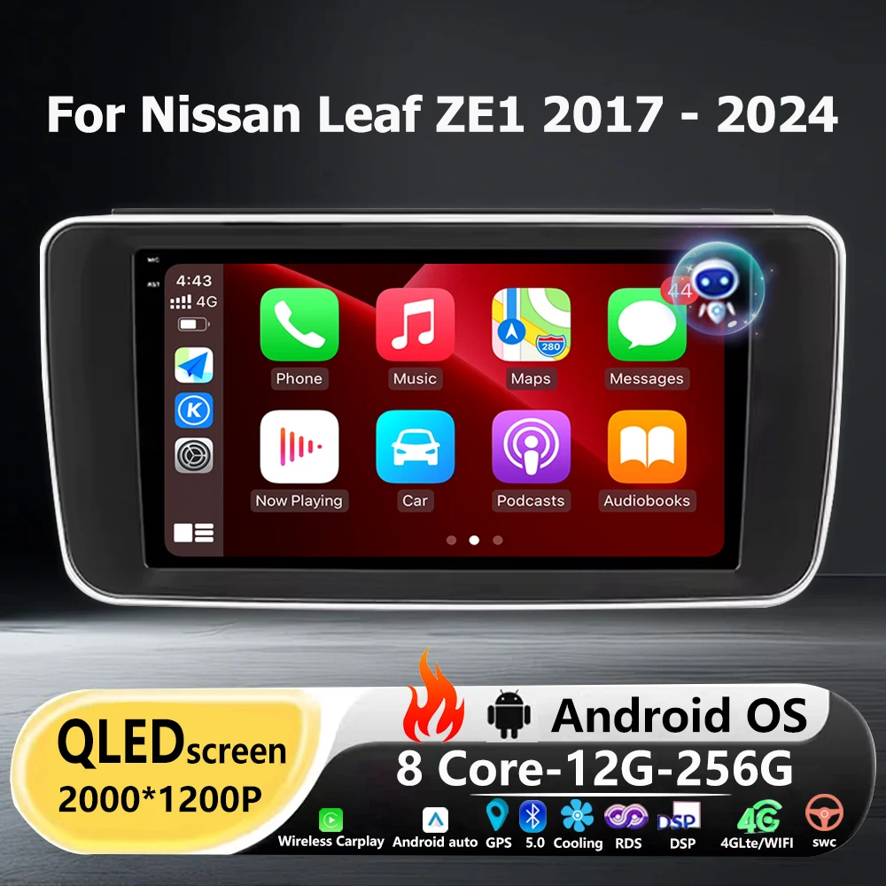 

Беспроводной CarPlay для Nissan Leaf ZE1 2017-2024, Android 16, автомобильная мультимедийная система, видеоплеер, GPS-навигация, стерео, 4G, BT, DSP