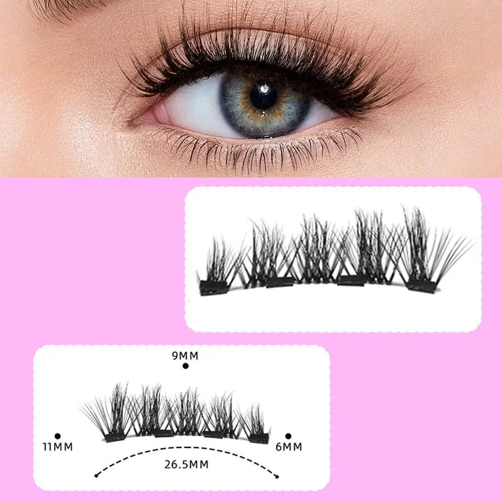 Magnetic Eyelashes No Glue Needed, Easy to Apply Reusable False Eyelash Kit, Natural Look Strip Lash Set (1 Pair)
