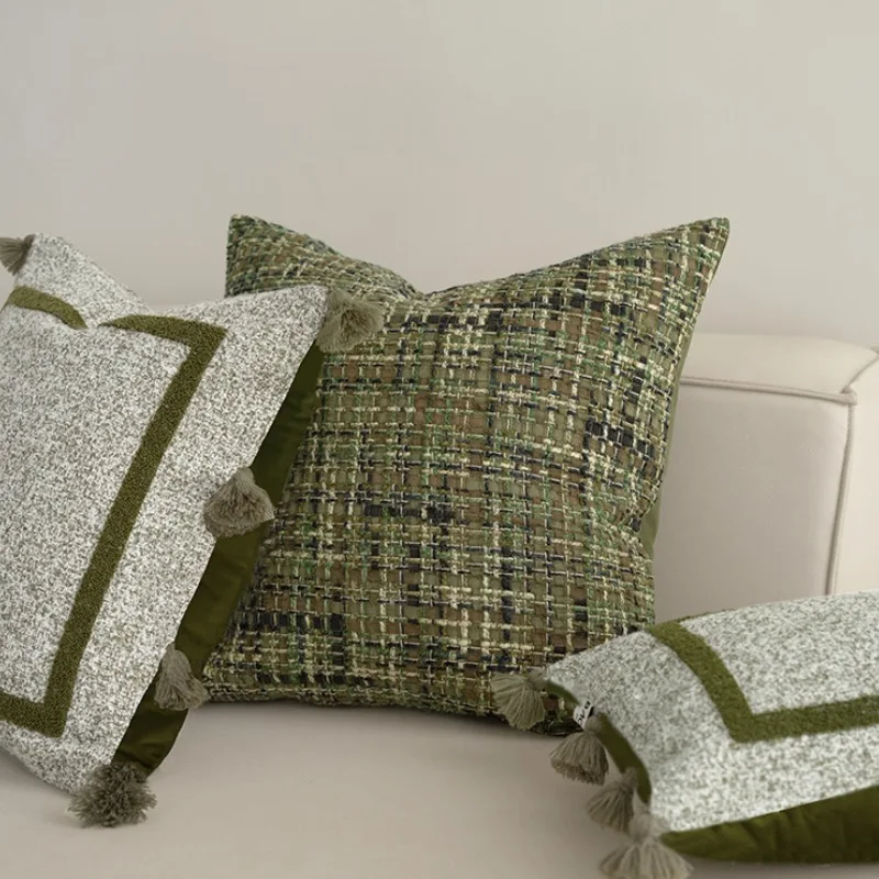 Green Collection Pillows Square Embroidery Cushion Case Luxury Modern Decorative Pillow Cover For Sofa Chair Home Decorations