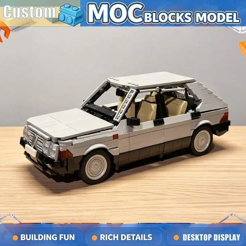 1357PCS Classic Compact Hatchback MOC Building Blocks Custom Vintage Car Model DIY Assembly Creative Collection Decoration Gift
