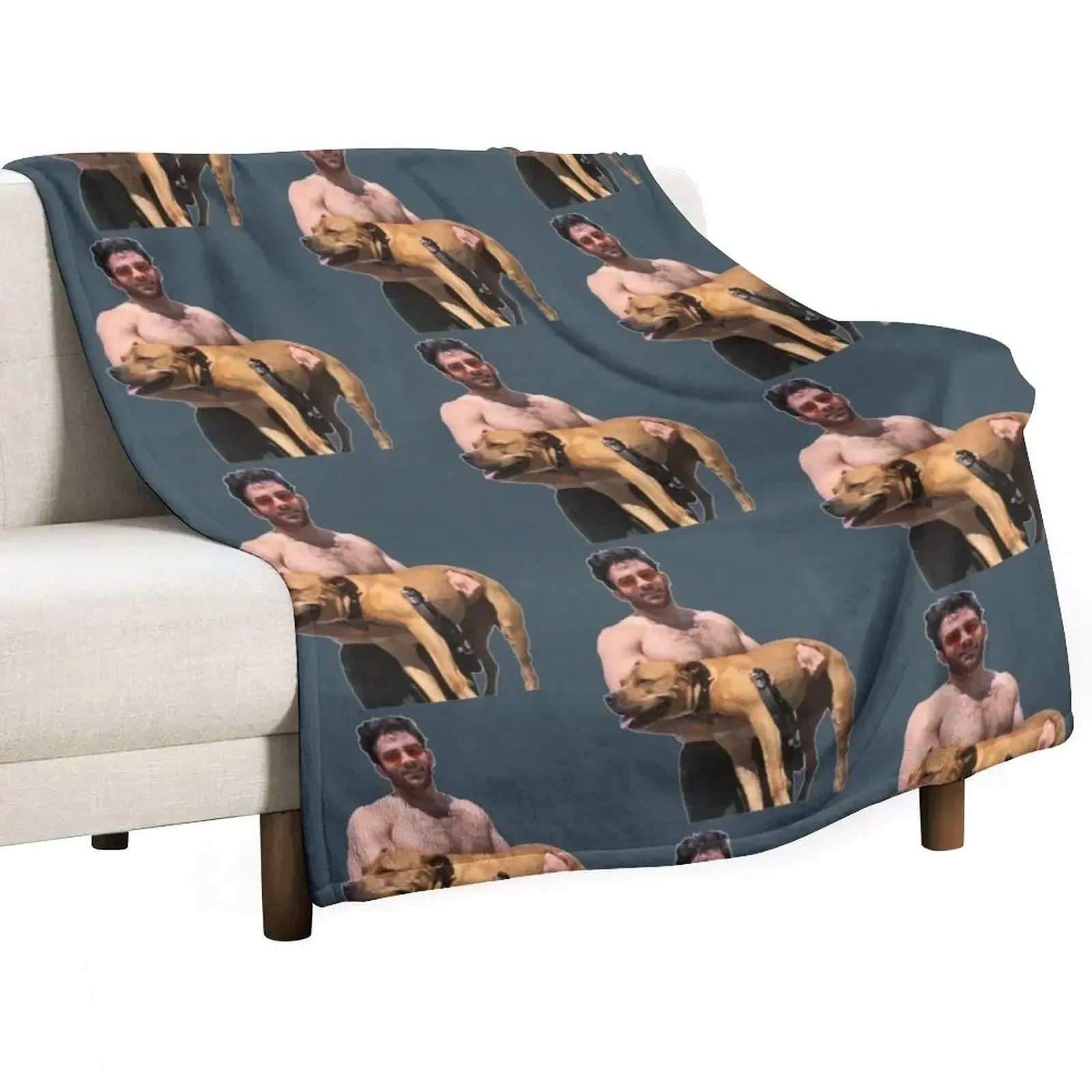 Hasan Piker and happy dog Throw Blanket Shaggy Soft Big Blankets