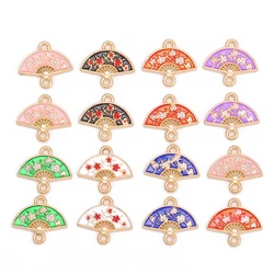 10pcs Fashion Lovely Enamel Flowers Fan Jewelry Connector Charms Pendant DIY Necklaces Earrings for Jewelry Making accessories