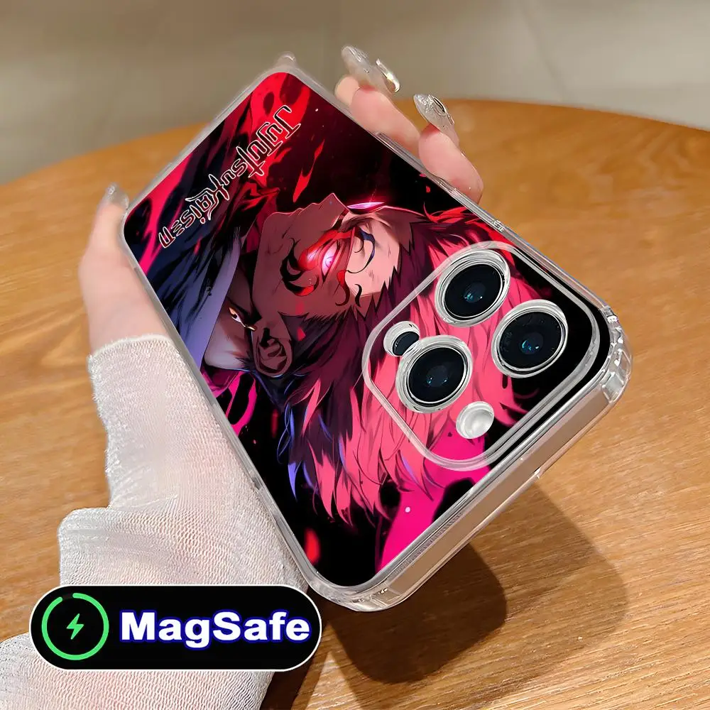 

Чехол для мобильного телефона Jujutsu Kaisen Sukuna для iPhone 17, 16, 15, 14, 13, 12, 11 Air Pro Max Plus Mini Magsafe, прозрачный цветной чехол