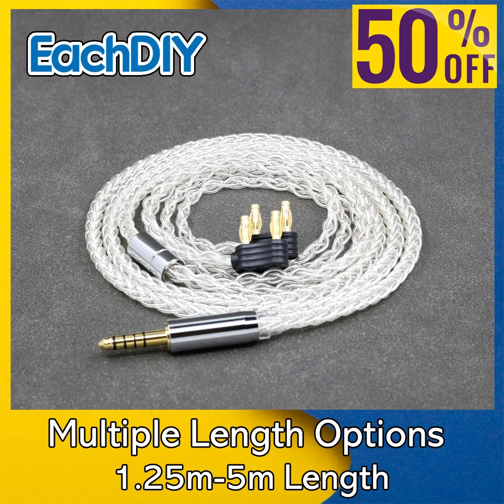 

8 Core 99% 7n Pure Silver Palladium Earphone Cable For Austrian 800s ud701 The Composer Headphone 8788