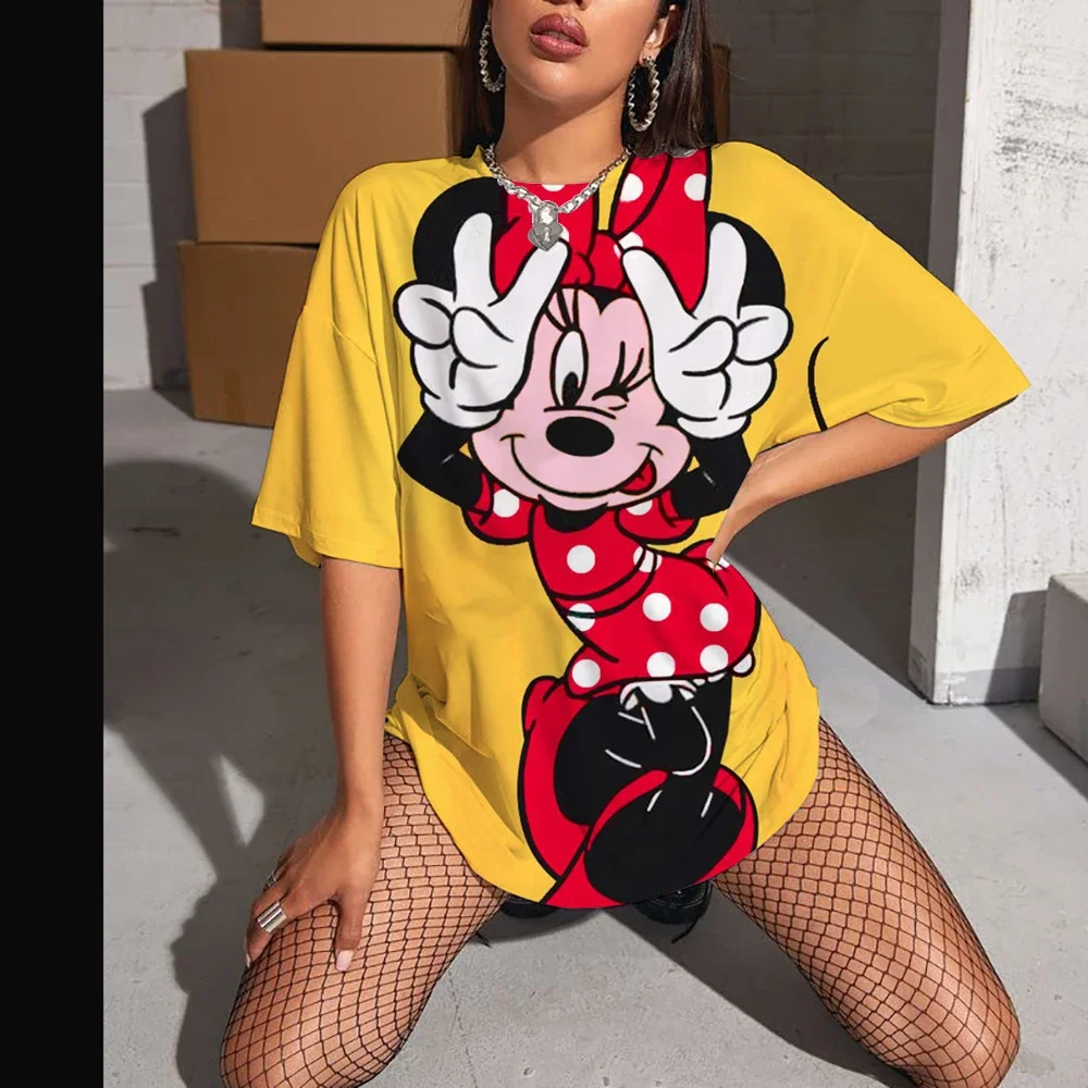 

Disney Women's Plus Size Tshirt Summer Round Neck Casual T-shirt 2025 Mickey Mouse Personalized Printed T Shirt