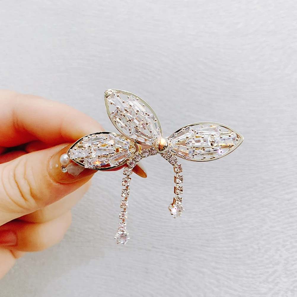 

Silver Color Hairpin Fashion Tassel Rhinestone Duckbill Clip Non-Slip Women Party Hair Clamp Butterfly Shape Hair Accessories