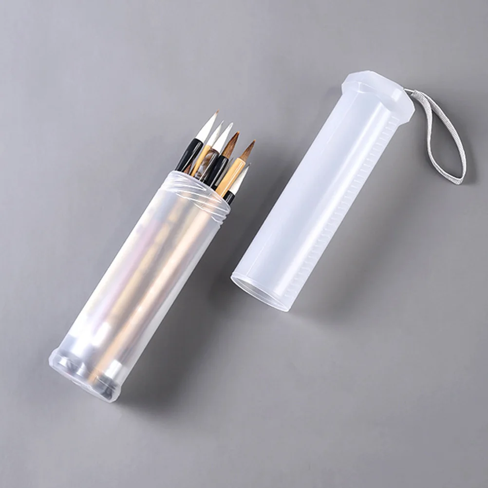 

2pcs Telescopic Pen Holder Plastic Container Student Use Portable Pencil Case Paint Brush Tube Storage Box Transparent Pen Box