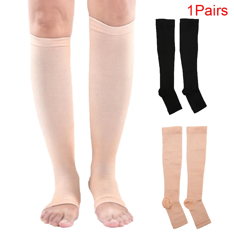 1Pair Compression Socks Foot Pain Relief Knee Varicose Open Toe Socks